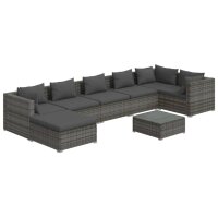 vidaXL 8-tlg. Garten-Lounge-Set mit Kissen Poly Rattan Grau