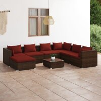 vidaXL 8-tlg. Garten-Lounge-Set mit Kissen Poly Rattan Braun