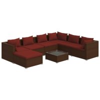 vidaXL 8-tlg. Garten-Lounge-Set mit Kissen Poly Rattan Braun