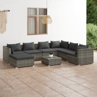 vidaXL 8-tlg. Garten-Lounge-Set mit Kissen Poly Rattan Grau