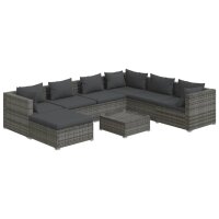 vidaXL 8-tlg. Garten-Lounge-Set mit Kissen Poly Rattan Grau