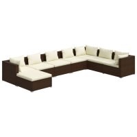 vidaXL 8-tlg. Garten-Lounge-Set mit Kissen Poly Rattan Braun