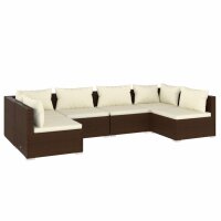 vidaXL 6-tlg. Garten-Lounge-Set mit Kissen Poly Rattan Braun