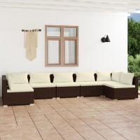 vidaXL 7-tlg. Garten-Lounge-Set mit Kissen Poly Rattan Braun