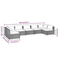 vidaXL 7-tlg. Garten-Lounge-Set mit Kissen Poly Rattan Braun