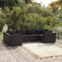 vidaXL 6-tlg. Garten-Lounge-Set mit Kissen Poly Rattan...