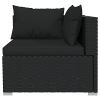 vidaXL 6-tlg. Garten-Lounge-Set mit Kissen Poly Rattan Schwarz