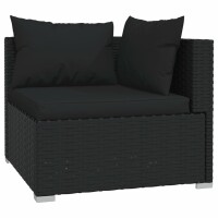 vidaXL 6-tlg. Garten-Lounge-Set mit Kissen Poly Rattan Schwarz