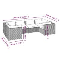 vidaXL 6-tlg. Garten-Lounge-Set mit Kissen Poly Rattan Braun