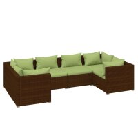 vidaXL 6-tlg. Garten-Lounge-Set mit Kissen Poly Rattan Braun