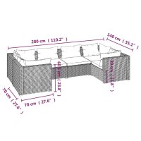 vidaXL 6-tlg. Garten-Lounge-Set mit Kissen Poly Rattan Braun