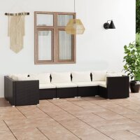 vidaXL 7-tlg. Garten-Lounge-Set mit Kissen Poly Rattan Schwarz