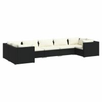 vidaXL 7-tlg. Garten-Lounge-Set mit Kissen Poly Rattan Schwarz