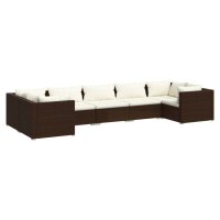 vidaXL 7-tlg. Garten-Lounge-Set mit Kissen Poly Rattan Braun