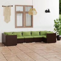 vidaXL 7-tlg. Garten-Lounge-Set mit Kissen Poly Rattan Braun