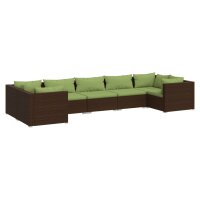 vidaXL 7-tlg. Garten-Lounge-Set mit Kissen Poly Rattan Braun