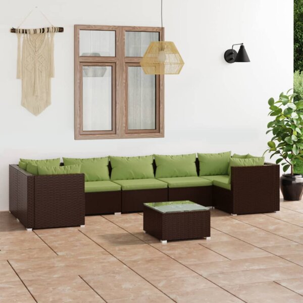 vidaXL 8-tlg. Garten-Lounge-Set mit Kissen Poly Rattan Braun