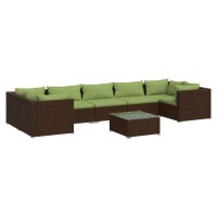 vidaXL 8-tlg. Garten-Lounge-Set mit Kissen Poly Rattan Braun