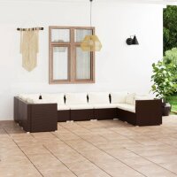 vidaXL 9-tlg. Garten-Lounge-Set mit Kissen Poly Rattan Braun