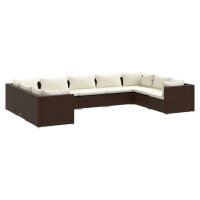 vidaXL 9-tlg. Garten-Lounge-Set mit Kissen Poly Rattan Braun