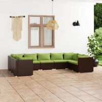 vidaXL 9-tlg. Garten-Lounge-Set mit Kissen Poly Rattan Braun