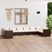 vidaXL 10-tlg. Garten-Lounge-Set mit Kissen Poly Rattan Braun