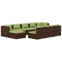 vidaXL 10-tlg. Garten-Lounge-Set mit Kissen Braun Poly Rattan