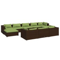 vidaXL 10-tlg. Garten-Lounge-Set mit Kissen Braun Poly...