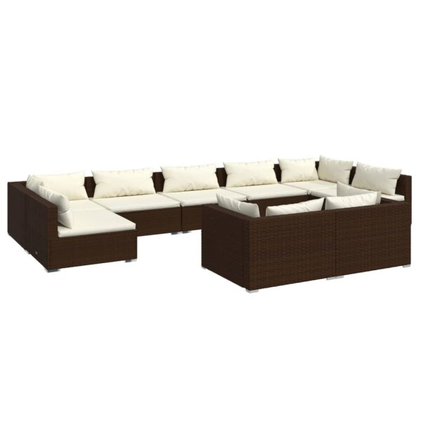 vidaXL 9-tlg. Garten-Lounge-Set mit Kissen Braun Poly Rattan