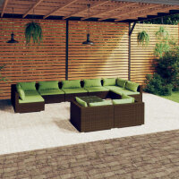 vidaXL 10-tlg. Garten-Lounge-Set mit Kissen Braun Poly...