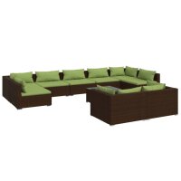 vidaXL 10-tlg. Garten-Lounge-Set mit Kissen Braun Poly...