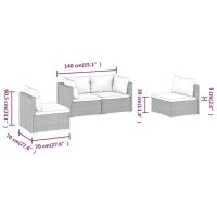 vidaXL 4-tlg. Garten-Lounge-Set mit Kissen Poly Rattan Braun