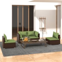 vidaXL 4-tlg. Garten-Lounge-Set mit Kissen Poly Rattan Braun