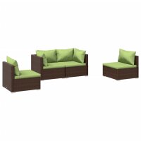 vidaXL 4-tlg. Garten-Lounge-Set mit Kissen Poly Rattan Braun