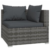 vidaXL 4-tlg. Garten-Lounge-Set mit Kissen Poly Rattan Grau