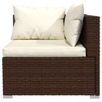 vidaXL 5-tlg. Garten-Lounge-Set mit Kissen Poly Rattan Braun