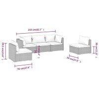 vidaXL 5-tlg. Garten-Lounge-Set mit Kissen Poly Rattan Braun