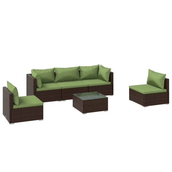 vidaXL 6-tlg. Garten-Lounge-Set mit Kissen Poly Rattan Braun