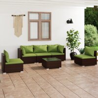 vidaXL 6-tlg. Garten-Lounge-Set mit Kissen Poly Rattan Braun