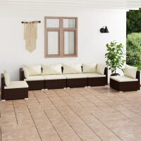 vidaXL 6-tlg. Garten-Lounge-Set mit Kissen Poly Rattan Braun