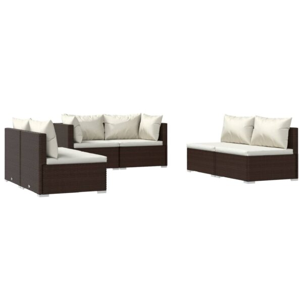 vidaXL 6-tlg. Garten-Lounge-Set mit Kissen Poly Rattan Braun