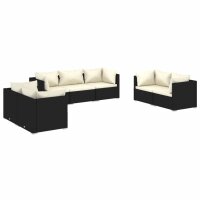 vidaXL 7-tlg. Garten-Lounge-Set mit Kissen Poly Rattan...