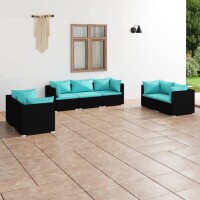 vidaXL 7-tlg. Garten-Lounge-Set mit Kissen Poly Rattan...