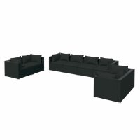 vidaXL 8-tlg. Garten-Lounge-Set mit Kissen Poly Rattan Schwarz