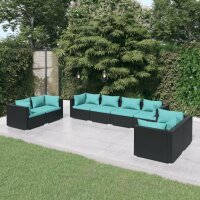 vidaXL 8-tlg. Garten-Lounge-Set mit Kissen Poly Rattan Schwarz