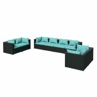 vidaXL 8-tlg. Garten-Lounge-Set mit Kissen Poly Rattan Schwarz