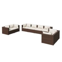 vidaXL 8-tlg. Garten-Lounge-Set mit Kissen Poly Rattan Braun