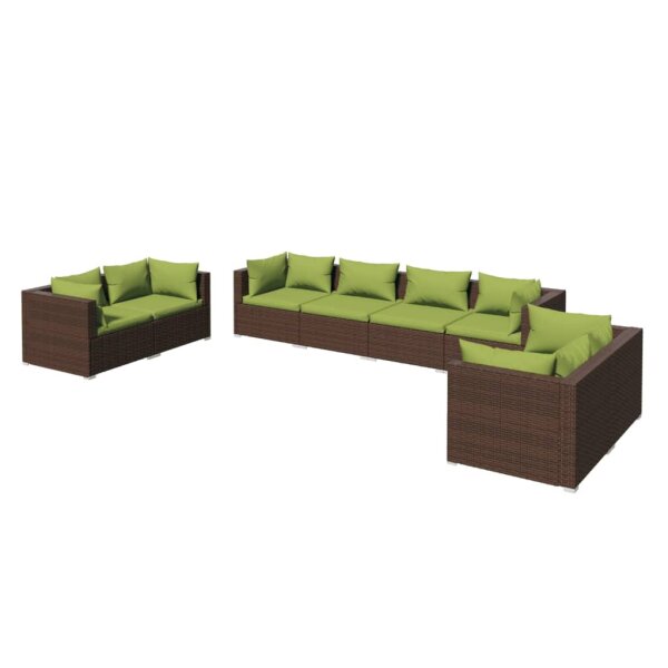 vidaXL 8-tlg. Garten-Lounge-Set mit Kissen Poly Rattan Braun