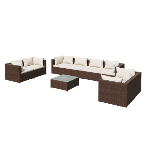 vidaXL 9-tlg. Garten-Lounge-Set mit Kissen Poly Rattan Braun