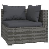 vidaXL 9-tlg. Garten-Lounge-Set mit Kissen Poly Rattan Grau